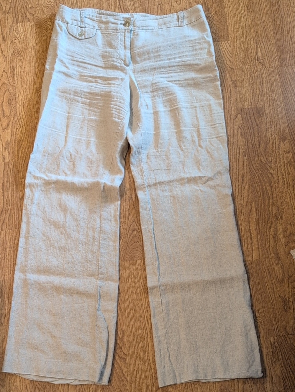 LOFT Cream Linen-Blend Pants
